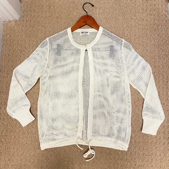 Vintage Sheer Square Crochet Cardigan Ivory – XS - Picture 8 of 11
